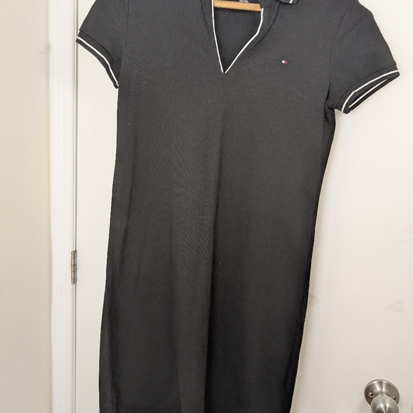 TOMMY HILFIGER BLACK SHIRT DRESS SIZE X SMALL - Picture 2 of 4